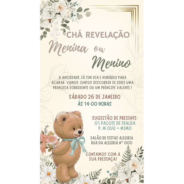 Convites Digitais Chá Revelação 12 2