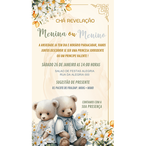 Convites Digitais Chá Revelação 12 3