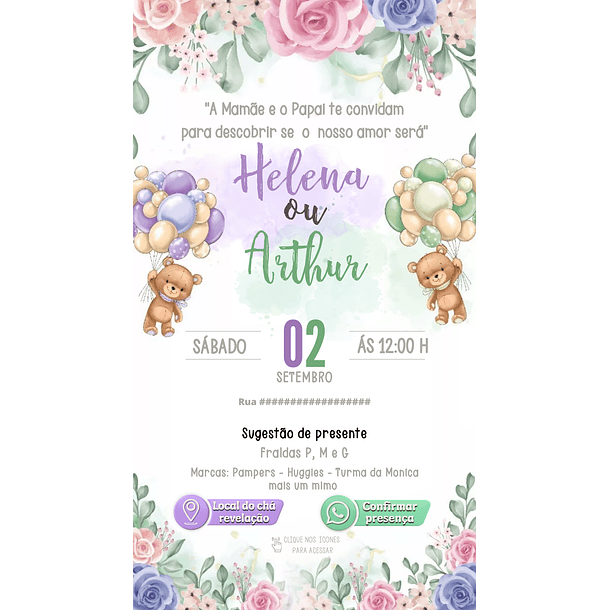 Convites Digitais Chá Revelação 12 11