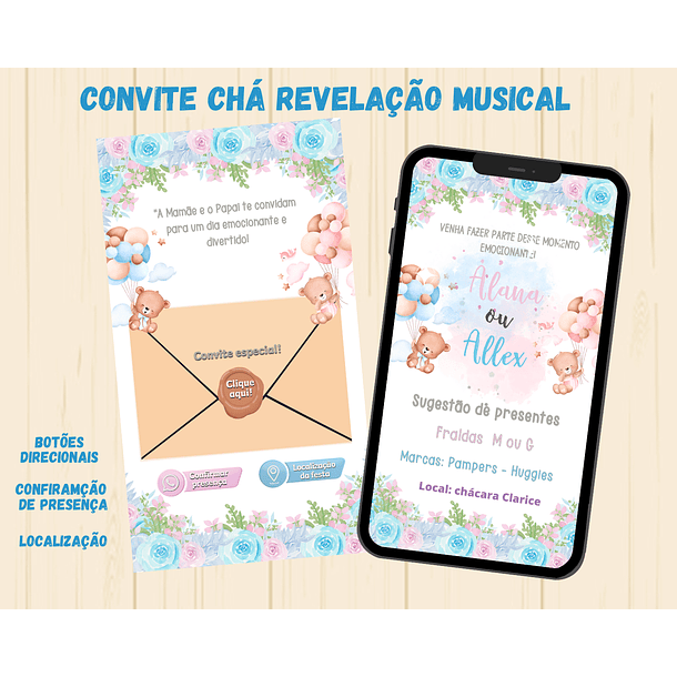 Convite Digital Musical e Interativo Chá revelação 1