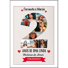 Arte Quadro Presente 2 Anos De Namoro Namorados Data Digital