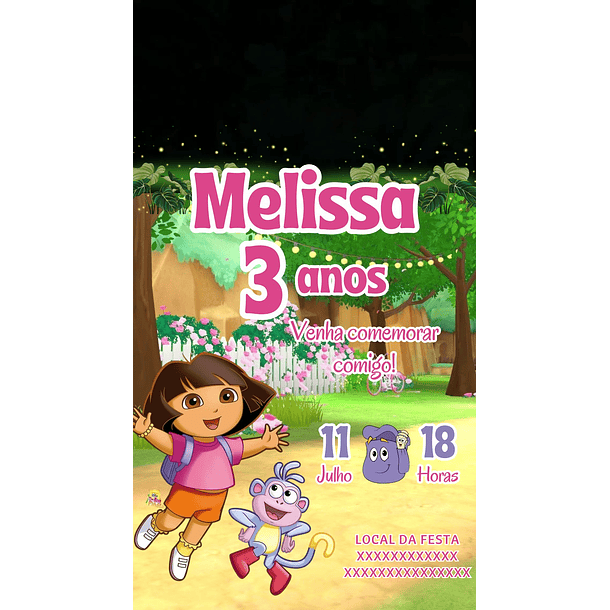  Convite Digital Vídeo Animado Dora Aventureira  2