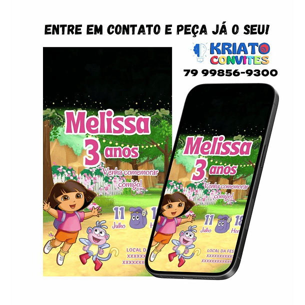  Convite Digital Vídeo Animado Dora Aventureira  1