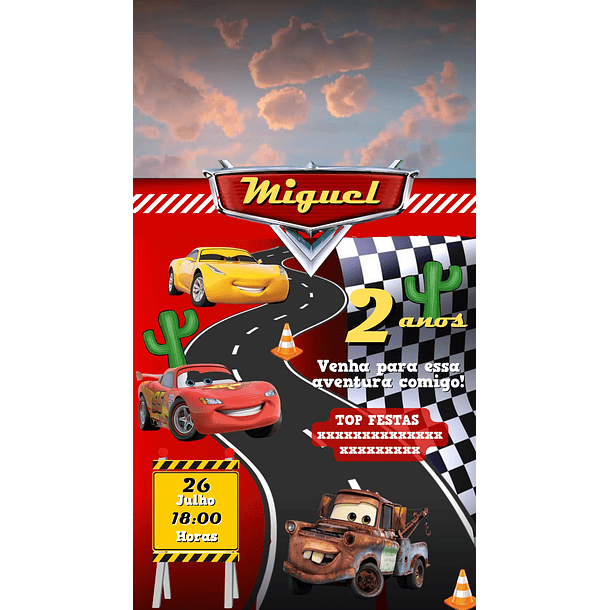  Convite Digital Vídeo Animado Carros