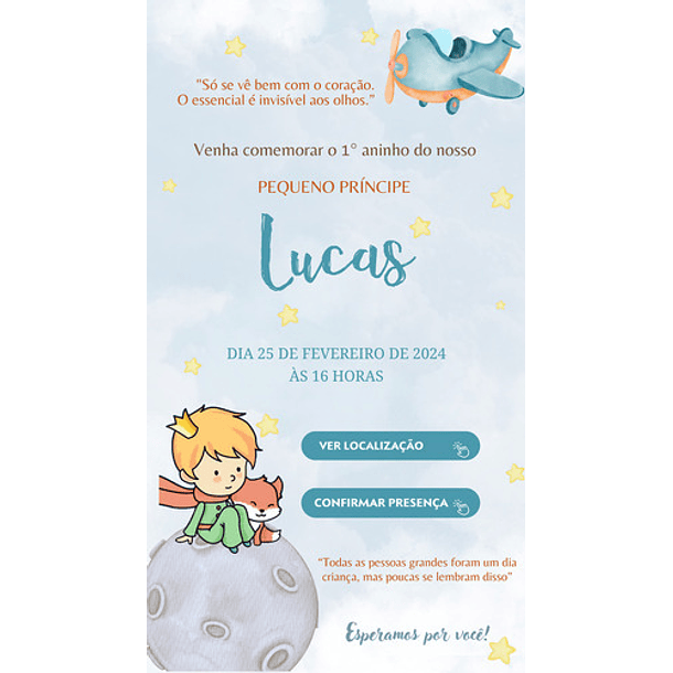 Convite Digital Pequeno Príncipe Interativo 3