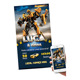 Convite Digital Bumblebee Transformers   Amarelo