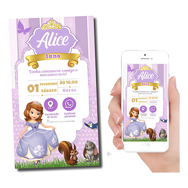 Convite Interativo A Princesa Sofia   Lilás 1