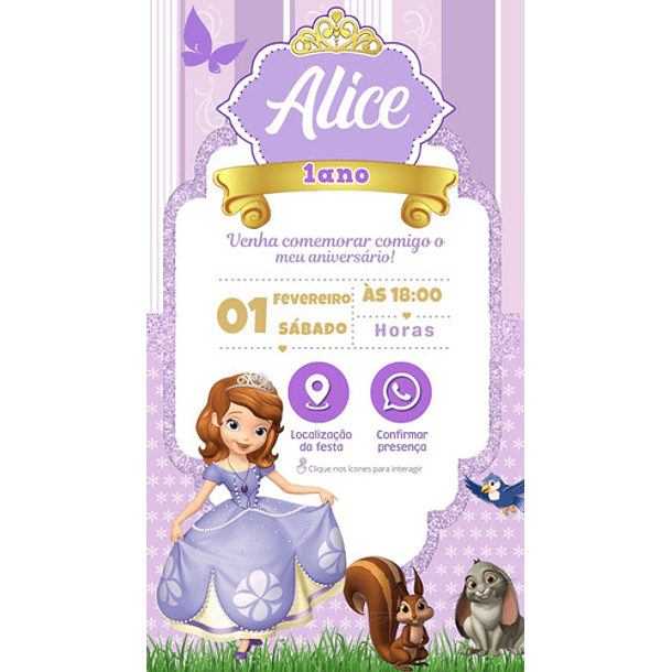 Convite Interativo A Princesa Sofia   Lilás 4