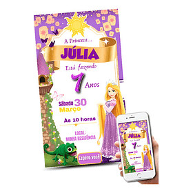 Convite Digital Musical Rapunzel  Colorido