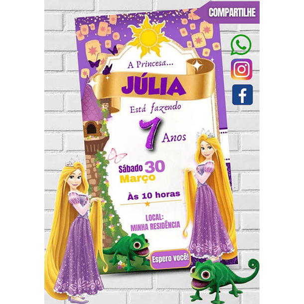 Convite Digital Musical Rapunzel  Colorido 4