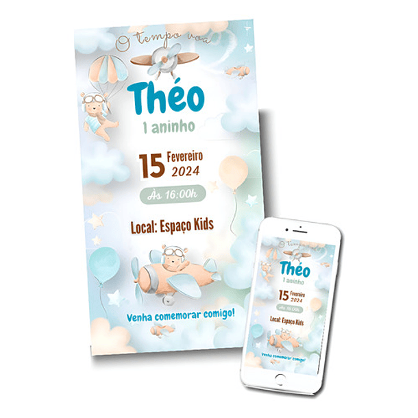 Convite Digital Ursinho Aviador O Tempo Voa Ursinho Aviador 1