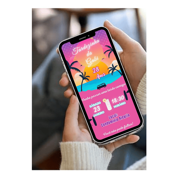 Convite Digital Tardezinha Aniversário   Rosa-chiclete 4