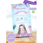 Convite Digital Sereia Baby Fundo Do Mar  Lilás 3