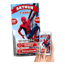 Convite Interativo Homem Aranha Aniversário   Vermelho