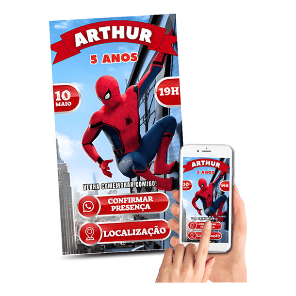 Convite Interativo Homem Aranha Aniversário   Vermelho 2