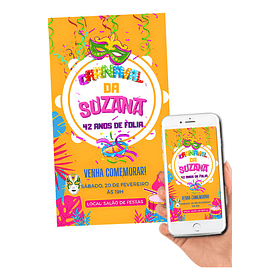 Convite Digital Carnaval Com Música E Gifs S Amarelo