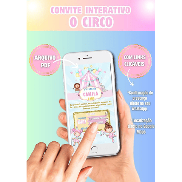 Convite Interativo O Circo Menina Ou Menino   Rosa-claro 3