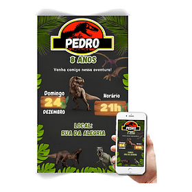 Convite Digital Com Música Jurassic World Verde-escuro