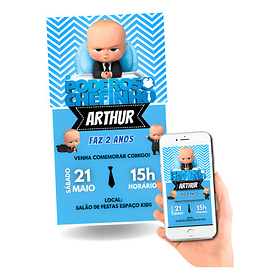 Convite Digital Poderoso Chefinho  Azul-claro