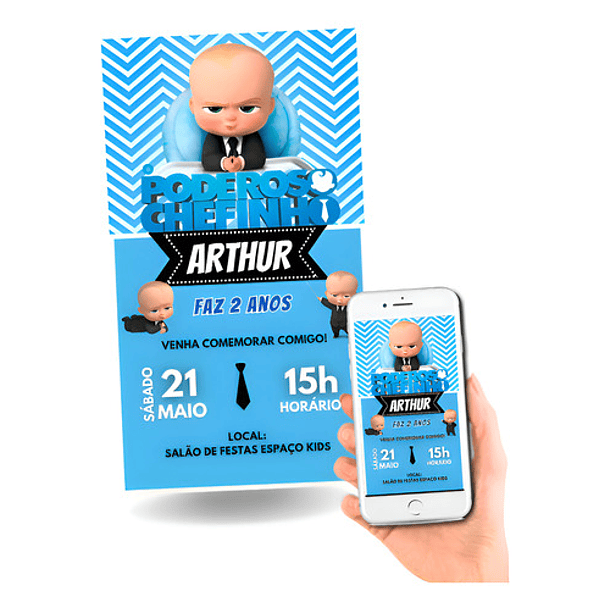 Convite Digital Poderoso Chefinho  Azul-claro 2