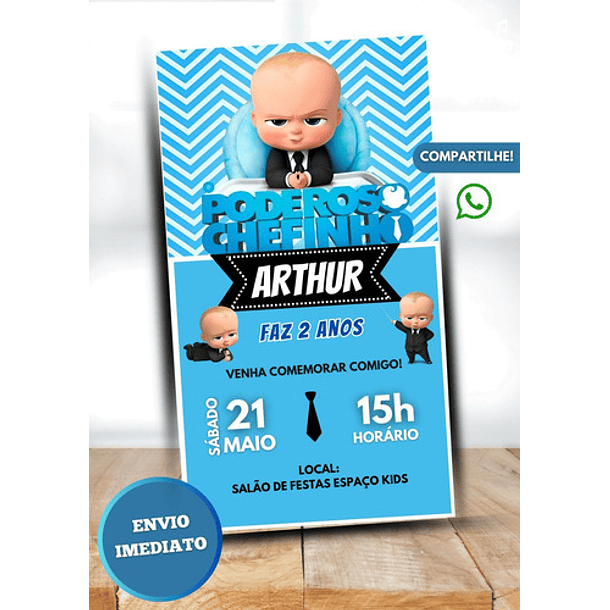 Convite Digital Poderoso Chefinho  Azul-claro 3