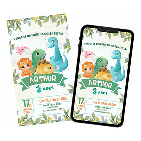 Convite Digital Dinossauros
