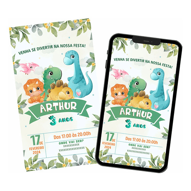 Convite Digital Dinossauros 2