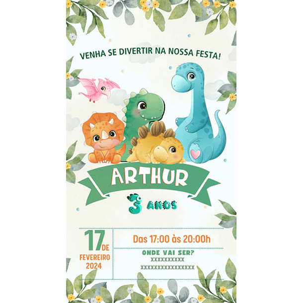 Convite Digital Dinossauros 3