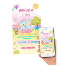 Convite Digital Galinha Pintadinha Com Música  Rosa-claro 1