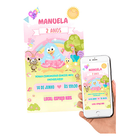 Convite Digital Galinha Pintadinha Com Música  Rosa-claro