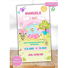 Convite Digital Galinha Pintadinha Com Música  Rosa-claro 3