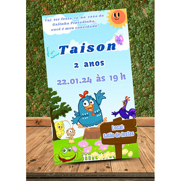 Convite Digital Galinha Pintadinha Com Música  Rosa-claro 5