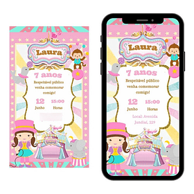Convite   Infantil Circo Rosa Menina 63