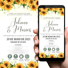 Convite Digital Interativo Casamento Floral Girassol Amarelo 1