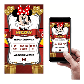 Convite Digital Animado Minnie Vermelha  Para Whatsapp