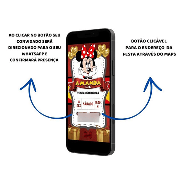 Convite Digital Animado Minnie Vermelha  Para Whatsapp 4