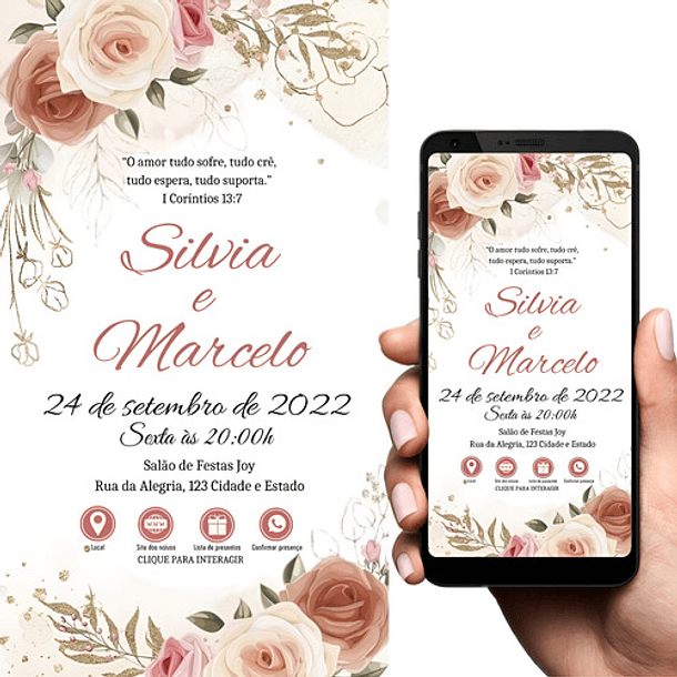 Convite Casamento Terracota  Interativo Whatsapp 2