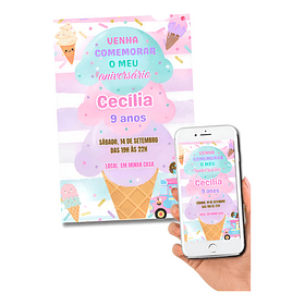 Convite Digital Sorvete Com Música E Gifs S Sorvete