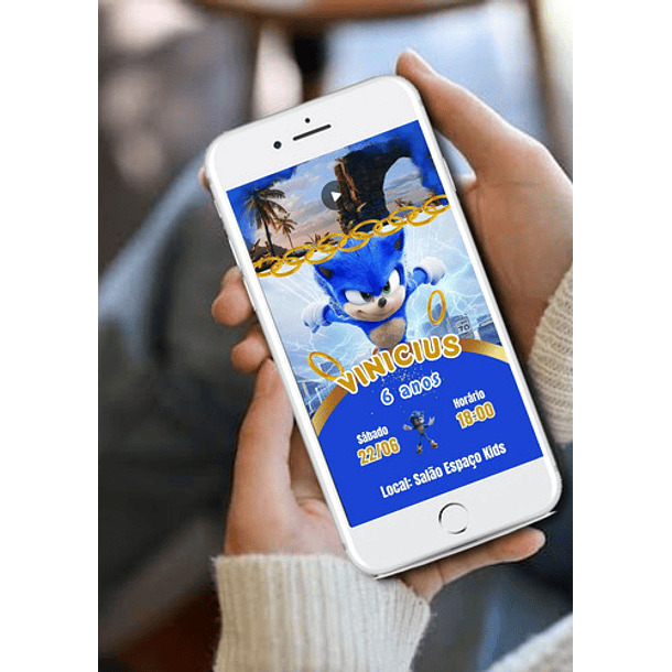 Convite Digital  Sonic  Azul Envio Em 24h 3