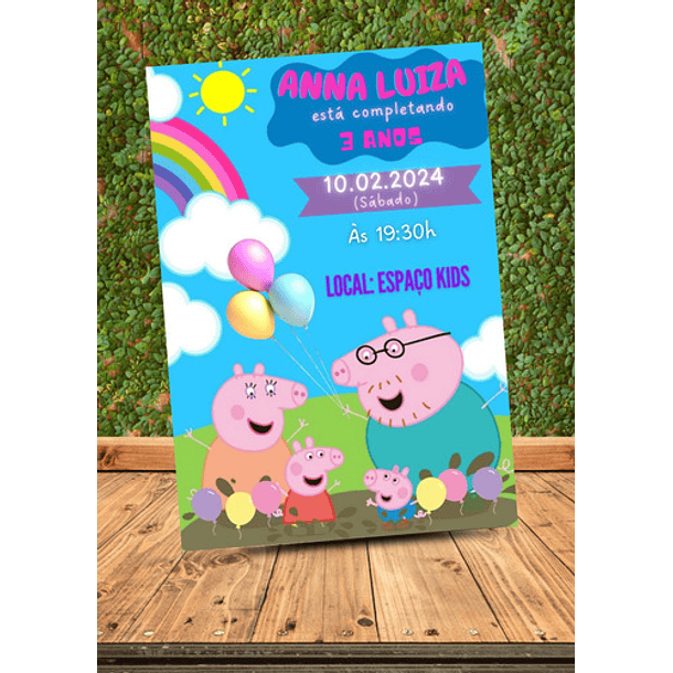Convite Digital Aniversário Peppa Pig  Azul 4