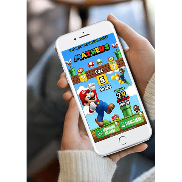 Convite Interativo Super Mario Bros    Azul 3