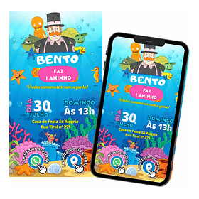 Convite De  Digital Do Mundo Bita Na Praia C/2b