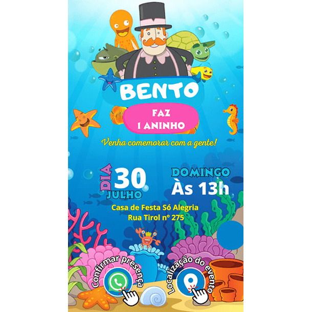 Convite De  Digital Do Mundo Bita Na Praia C/2b 3