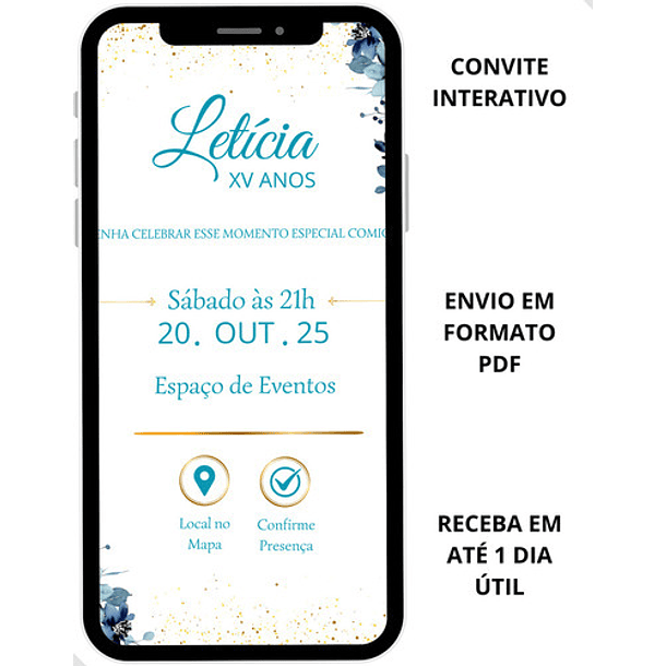 Convite Digital Interativo  15 Anos Tema Floral Lilás 2