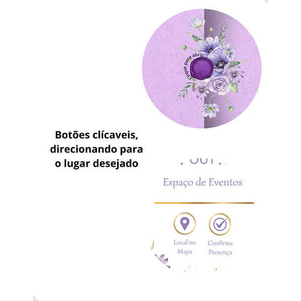 Convite Digital Interativo  15 Anos Tema Floral Lilás 9