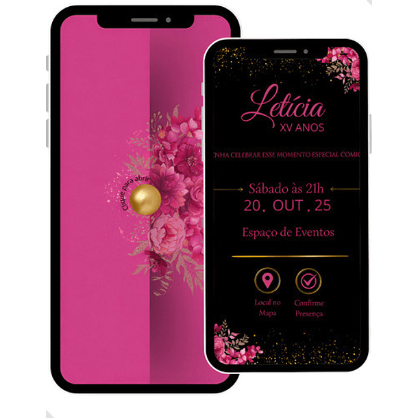 Convite Digital Interativo  15 Anos Tema Floral Lilás 13