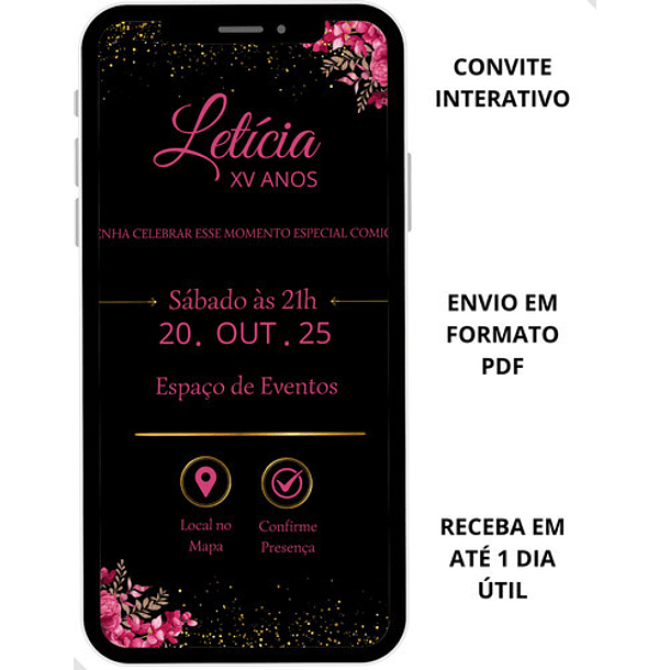 Convite Digital Interativo  15 Anos Tema Floral Lilás 14