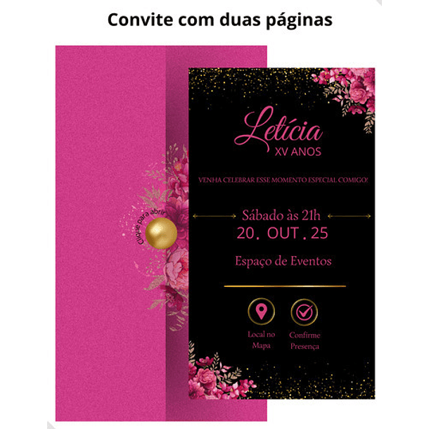 Convite Digital Interativo  15 Anos Tema Floral Lilás 16
