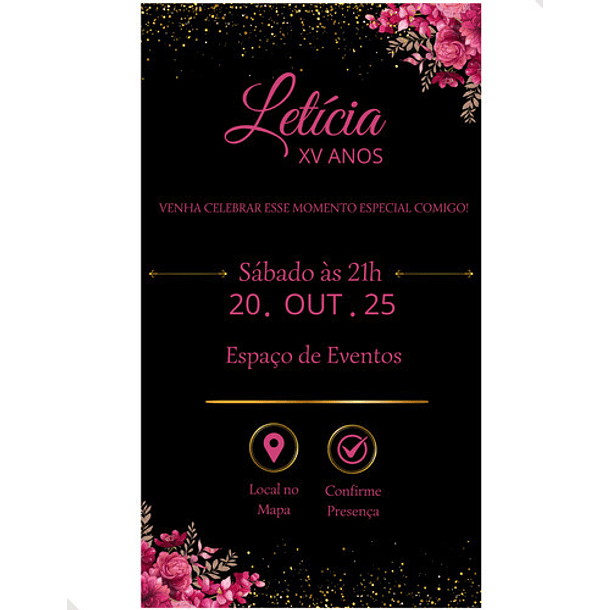 Convite Digital Interativo  15 Anos Tema Floral Lilás 18