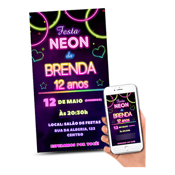 Convite Digital Festa Neon    Neon 1